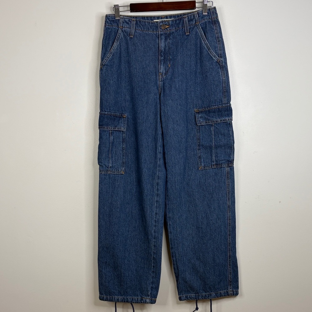 Levi's 94 Baggy Jeans Womens 26 x 30 Blue Cargo Mid Rise Loose Relaxed Fit